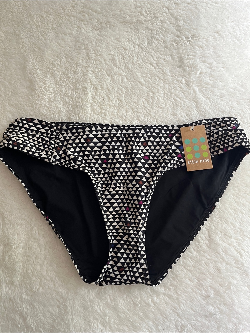 Title Nine Black and White Triangle Print Bikini Bottoms